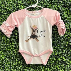 NWT Clover Cottage “I goat this” baby onesie
